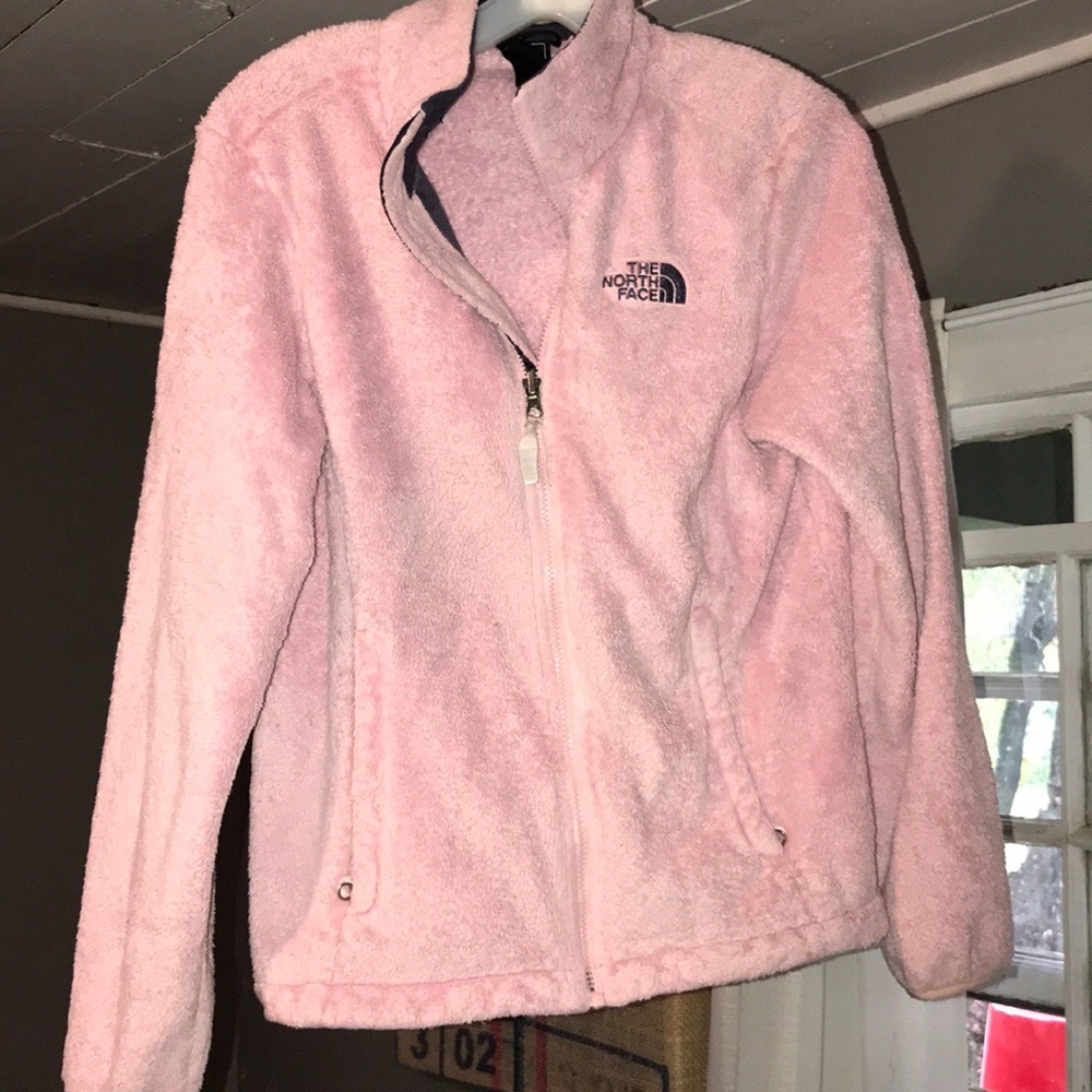 Fuzzy pink North Face